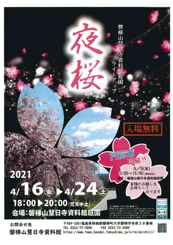 磐梯山慧日寺資料館ライトアップ夜桜